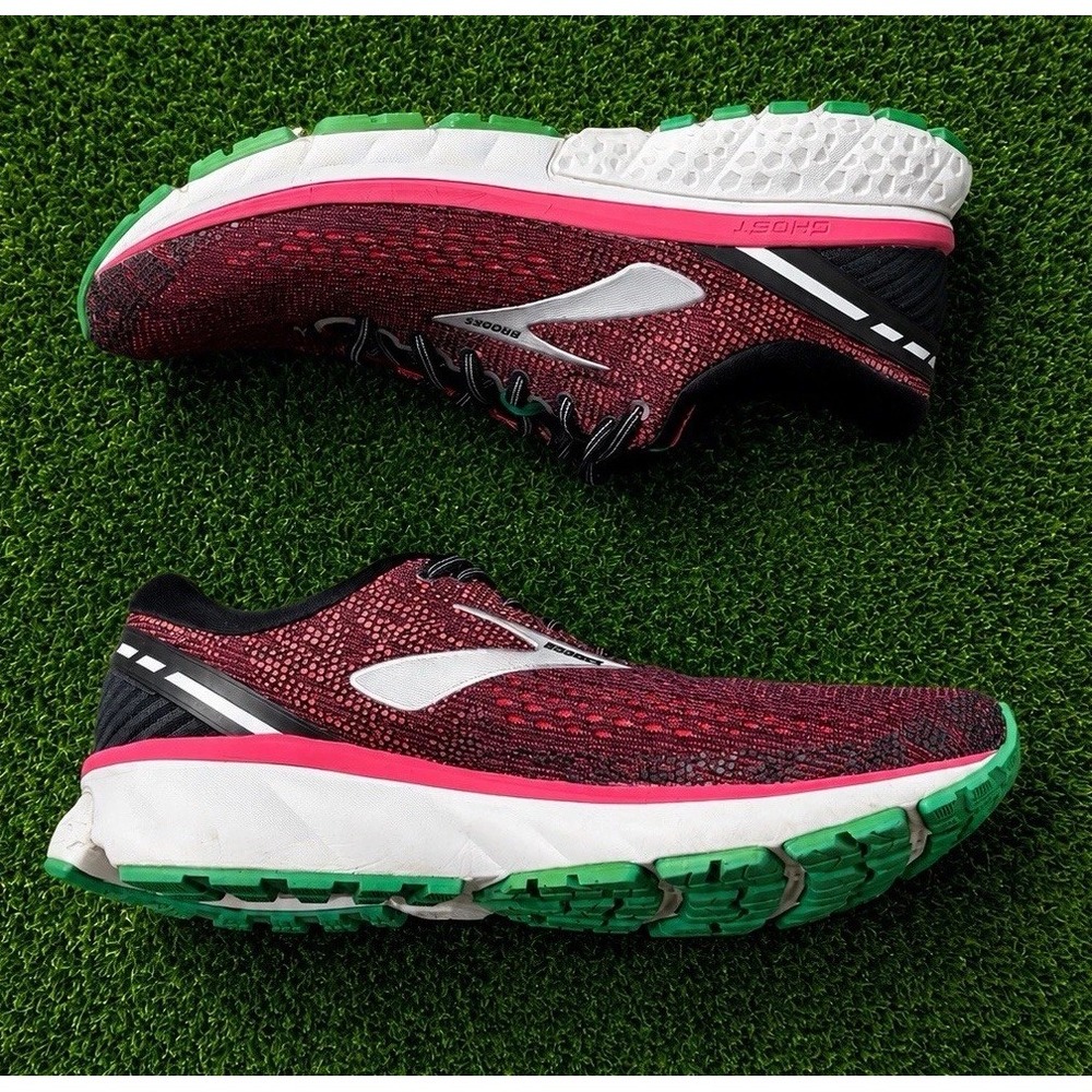 Brooks Ghost 11 Womens Running Shoes Size 10.5 B Pink Black Teal Road Runner